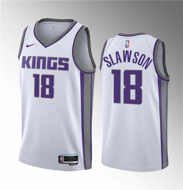 Mens Sacramento Kings #18 Jalen Slawson White 2023 Draft Association Edition Stitched Jersey Dzhi